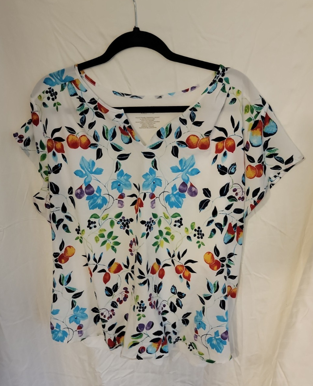 Van Heusen 2XL top Floral Colorful Butterfly Sleeve Summer Casual Notched Scoop